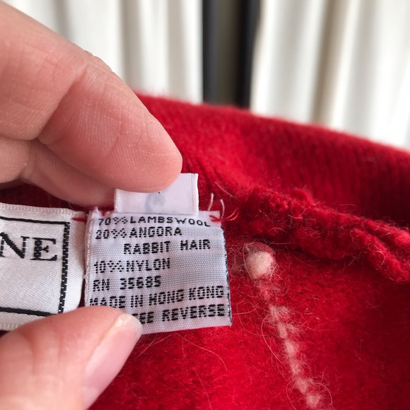 Petite Argyle Wool Angora Cardigan Sweater - Picture 6 of 7